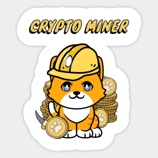 Cute Orange Cat is a cryoto miner Sticker